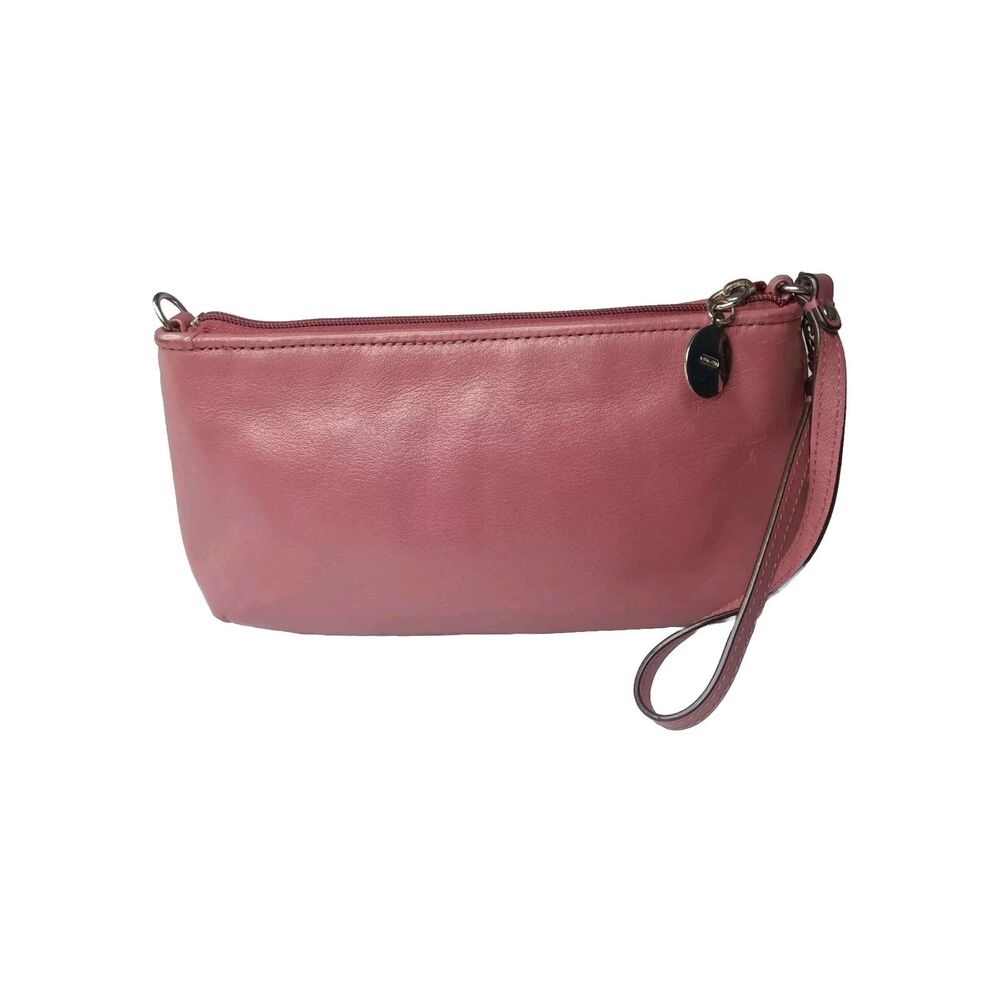 Coach Ashley Leather Wristlet Dark Pinkish Brown Large - Picture 2 of 9